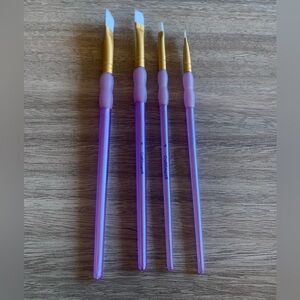 NWOB Never Used CraftSmart Purple Gold Makeup Brushes 4 Piece No 12 8 4 & 2